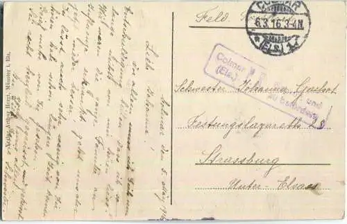 Sattel am Weg zum Hohneck - Verlag Arthur Hergt Münster Els. - Feldpost