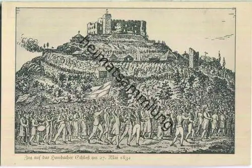 Zug auf das Hambacher Schloss am 27. Mai 1832 - Verlag Hrch. M. Sauer Neustadt