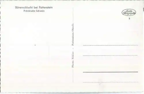 Bärenschlucht bei Pottenstein - Foto-Ansichtskarte - Verlag Photo Niklas Pottenstein