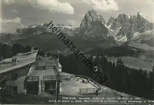 Dolomiti - Funivia aerea Ortisei - St. Ulrich - Ristorante Statione - Foto-AK gel. 1957