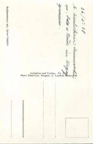 Pfänderbahn 1938 - Foto-AK - Verlag Photo-Risch-Lau Bregenz - Rückseite beschrieben