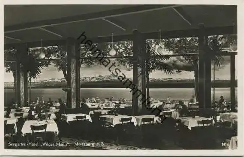 Meersburg am Bodensee - Seegarten-Hotel Wilder Mann 1938 - Foto-AK - Verlag Karl Alber Freiburg - Rückseite beschrieben