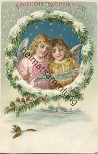 Fröhliche Weihnachten - Engel - Prägedruck gel. 1905