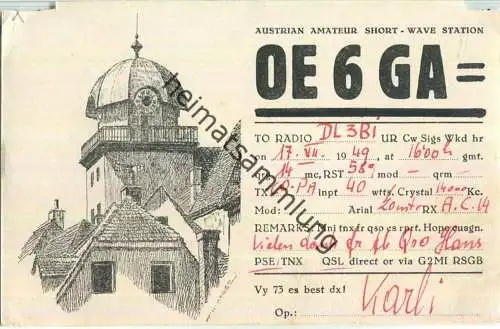 QSL - QTH - Funkkarte - OE6GA - Österreich - 1949
