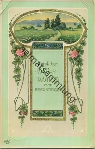 Geburtstag - Jugendstil - Prägedruck gel. 1910