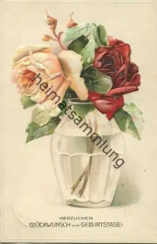 Geburtstag - Rosen - Prägedruck gel. 1912