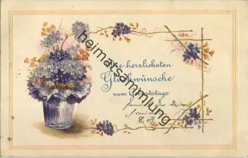 Geburtstag - Blumenstrauss - Prägedruck gel. 1908