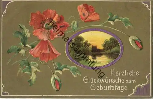 Geburtstag - Mohn gel. 1915