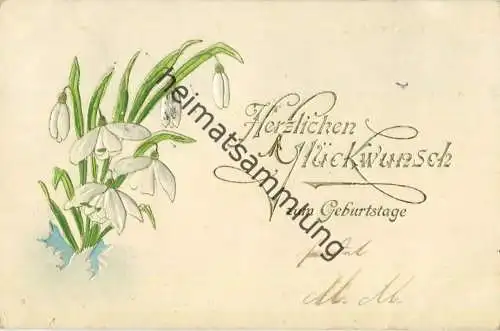 Geburtstag - Schneeglöckchen - Prägedruck gel. 1904