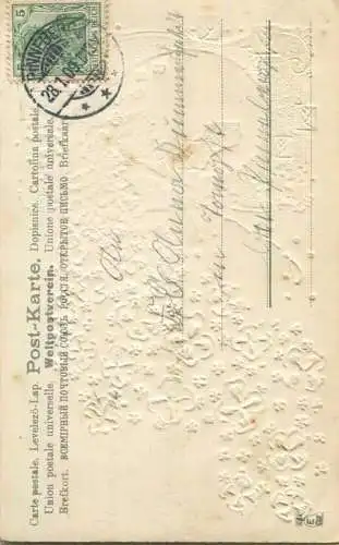 Geburtstag - Pfau - Goldprägedruck gel. 1909