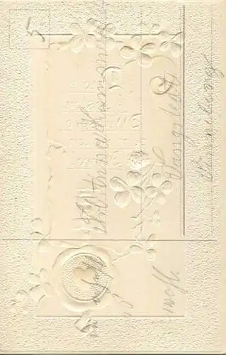 Neujahr - Urkunde - Prägedruck - Rückseite beschrieben