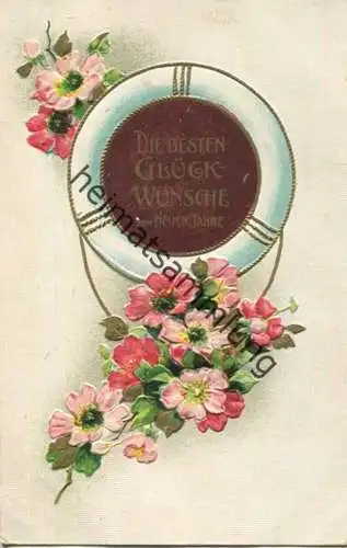 Neujahr - Blumen - Prägedruck gel. 1913