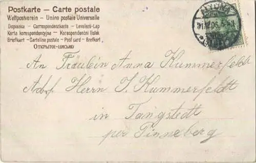 Neujahr - Kleeblatt mit den vier Jahreszeiten - gel. 1906