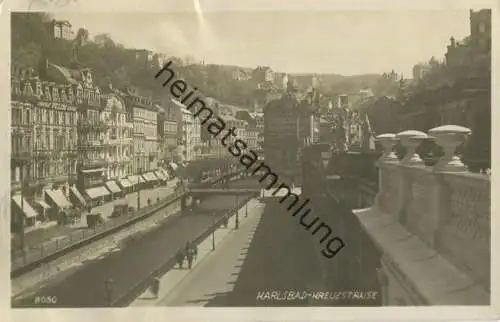 Karlsbad - Kreuzstrasse - Foto-AK - gel. 1929