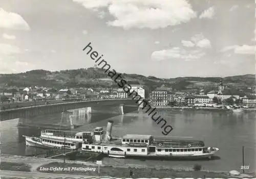 Linz-Urfahr mit Pöstlingberg - Dampfer Johann Strauss - Foto-AK Grossformat - Verlag J. Leitenmüller Linz