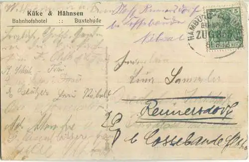 Buxtehude - Küke & Hansen Bahnhofshotel - Verlag M. Glückstadt & Münden Hamburg - Bahnpost