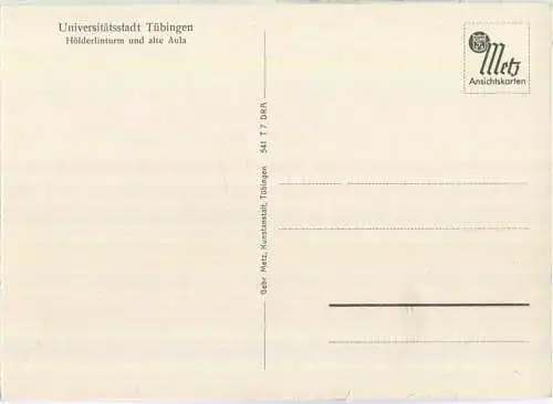 Tübingen - Hölderlinturm - Alte Aula - Verlag Gebr. Metz Tübingen
