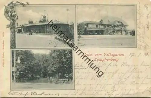 München - Schloss Nymphenburg - Volksgarten - Verlag Ottmar Zieher München gel. 1900