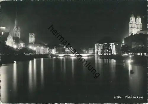 Zürich im Licht - Foto-Ansichtskarte - Verlag Beringer & Pampaluchi Zürich