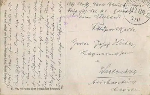 Erbeutung eines französischen Geschützes - signiert E. Wehrmann 1914 - Verlag Rich. Keutel Stuttgart - Feldpost gel.