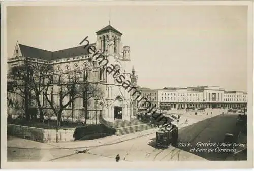 Geneve - Notre-Dame et Gare de Cornavin - Strassenbahn - Foto-Ansichtskarte - Edition Phototypie Co. Lausanne 30er Jahre