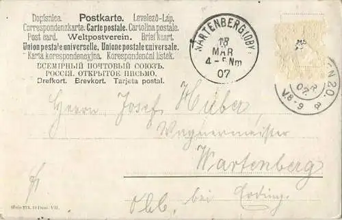 Kavallerie - signiert Anton Hoffmann München - Briefmarke entfernt ge. 1907