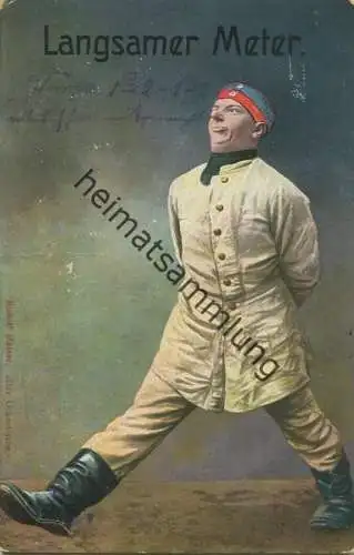 Der langsame Meter - Rudolf Mälzer Der Urkomische - Roter Feldpostaufkleber gel. 1915