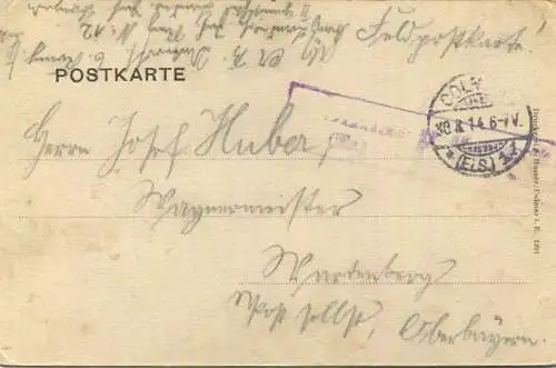 Houssen - Hausen - Gasthof zum Grünen Baum Eugen Herzog mit 6-zackigem Stern - Verlag J. Husser Colmar - Feldpost gel. 1