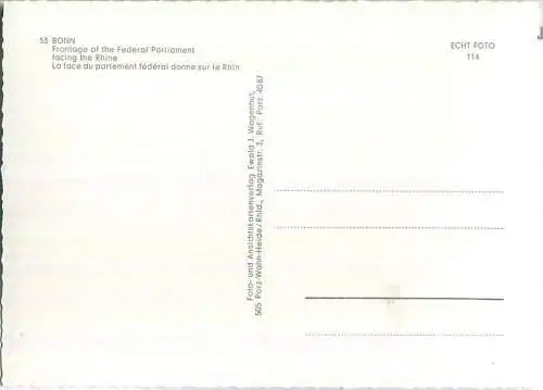 Bonn - Bundeshaus Rheinansicht - Verlag Ewald J. Wagenhut Porz-Wahn-Heide