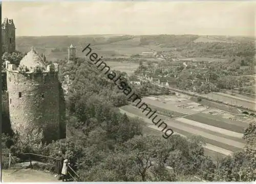 Blick von der Rudelsburg nach Burg Saaleck - Foto-AK - VEB Bild und Heimat Reichenbach