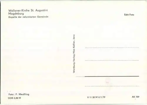 Walloner-Kirche St. Augustini - Magdeburg - Kapelle der reformierten Gemeinde - Wartburg-Verlag Max Kessler Jena 1979