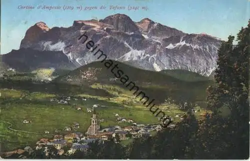 Cortina d'Ampezzo gegen die Tofana - Edition Joh. F. Amonn Bozen