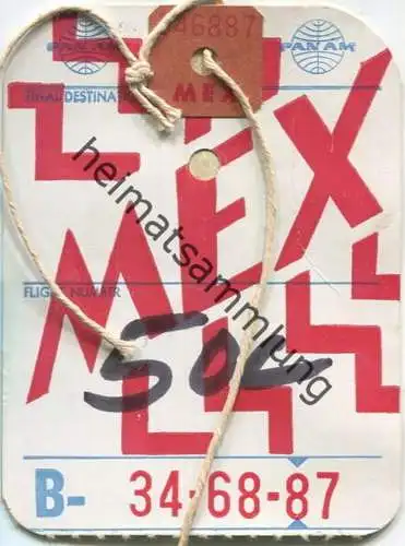 Baggage strap tag - Gepäckanhänger PAN AM - PAA Pan American World Airways
