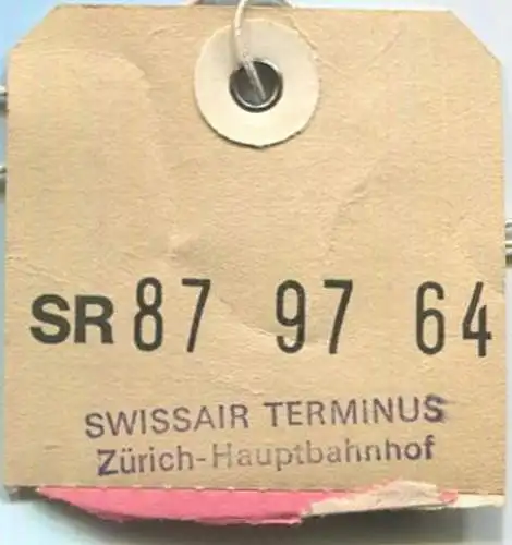 Baggage strap tag - Gepäckanhänger - Swissair Terminus Zürich-Hauptbahnhof - Lisboa