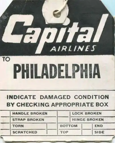 Baggage strap tag - Gepäckanhänger - Capital Airlines - Philadelphia