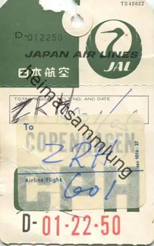 Baggage strap tag - Gepäckanhänger - Japan Air Lines Zürich