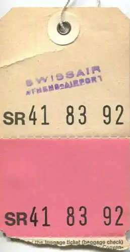 Baggage strap tag - Gepäckanhänger - Swissair Berne Athen Airport