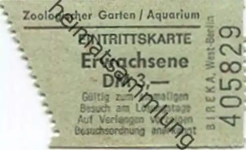 Deutschland - Berlin - Zoologischer Garten / Aquarium - Eintrittskarte