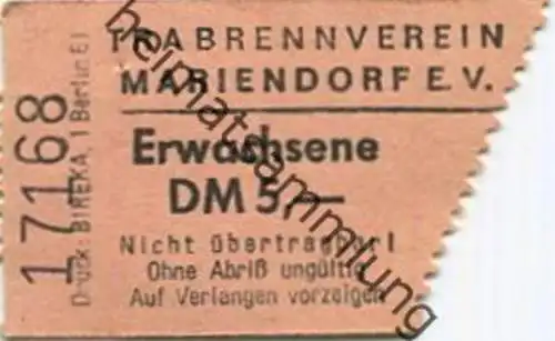 Deutschland - Berlin - Trabrennverein Mariendorf e.V. - Eintrittskarte Erwachsene
