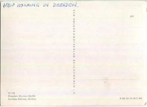 Dresden - Grunaer Strasse - VEB Volkskunstverlag Reichenbach 50er Jahre