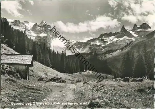 Gauertal gegen 3 Türme und Sulzfluh - Foto-Ansichtskarte - Verlag Foto Risch-Lau Bregenz