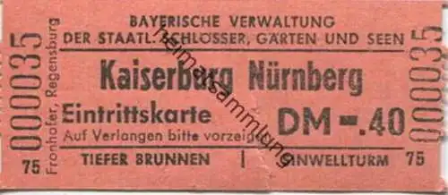 Deutschland - Nürnberg Kaiserburg - Eintrittskarte