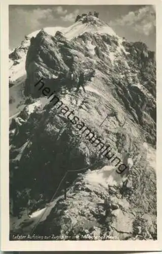 Letzter Aufstieg zur Zugspitze und Münchner Haus - Foto-Ansichtskarte - Verlag des Alpenvereins Sekt. München