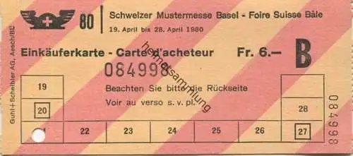 Schweiz - Schweizer Mustermesse Basel - Einkäuferkarte 1980