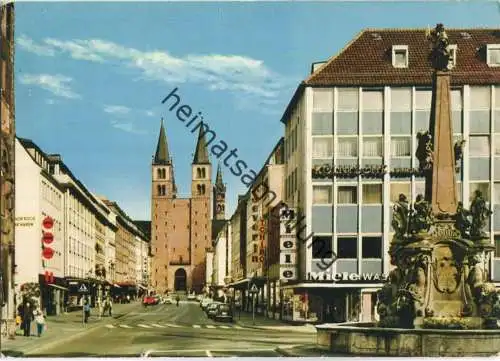 Würzburg - Vierröhrenbrunnen und Domstrasse - Verlag Schöning & Co. +Gebrüder Schmidt Lübeck