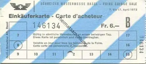 Schweiz - Schweizer Mustermesse Basel - Einkäuferkarte 1973