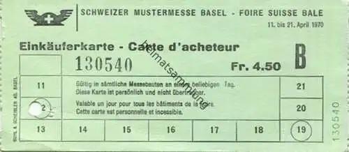 Schweiz - Schweizer Mustermesse Basel - Einkäuferkarte 1970