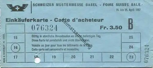 Schweiz - Schweizer Mustermesse Basel - Einkäuferkarte 1967