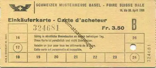 Schweiz - Schweizer Mustermesse Basel - Einkäuferkarte 1966