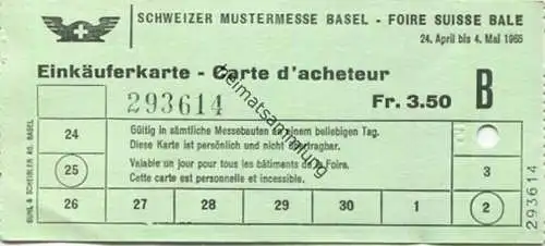 Schweiz - Schweizer Mustermesse Basel - Einkäuferkarte 1965